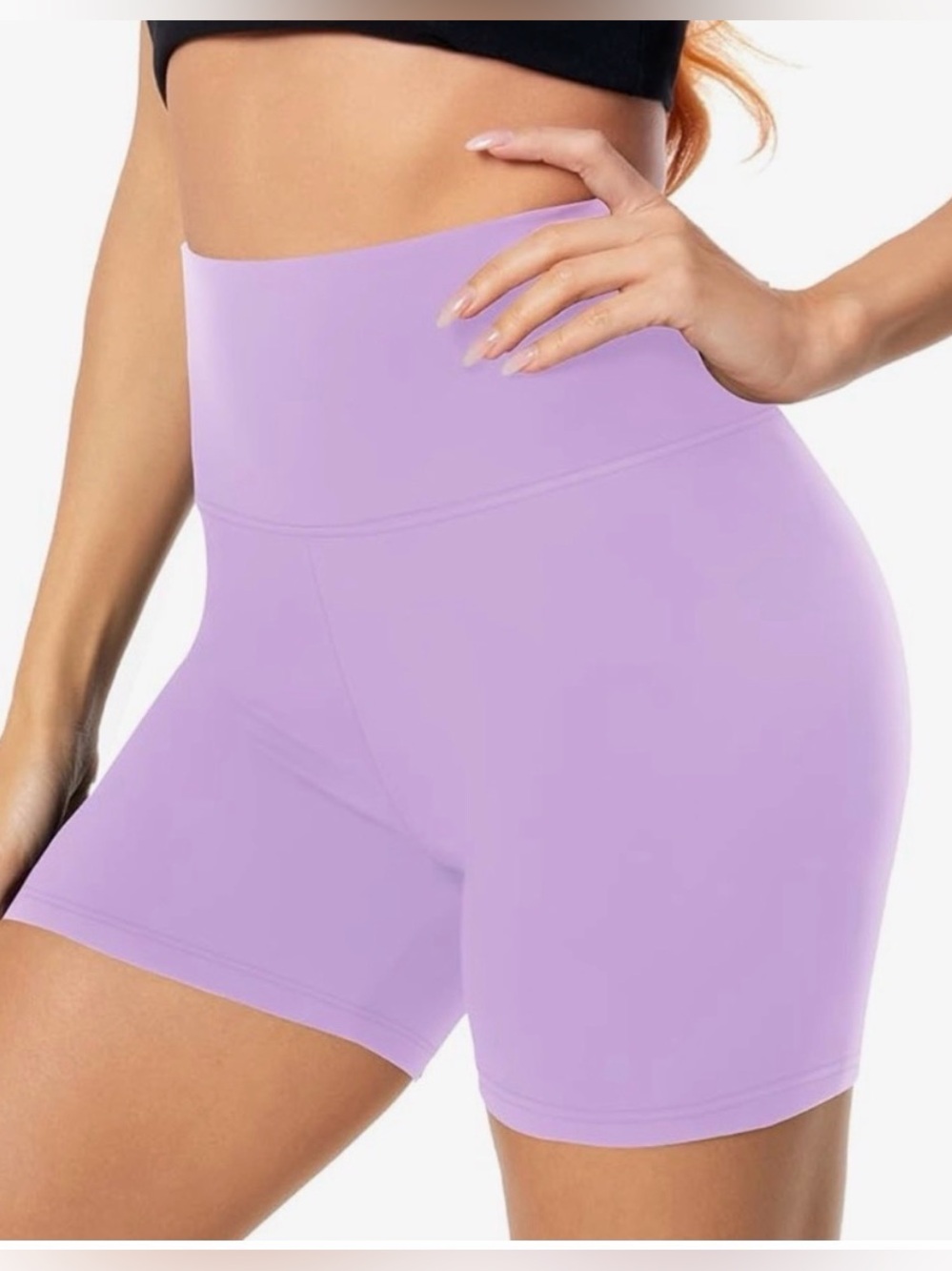 Fullsoft Women’s Biker Shorts Size S/M Lavender High Waisted Stretch Athletic